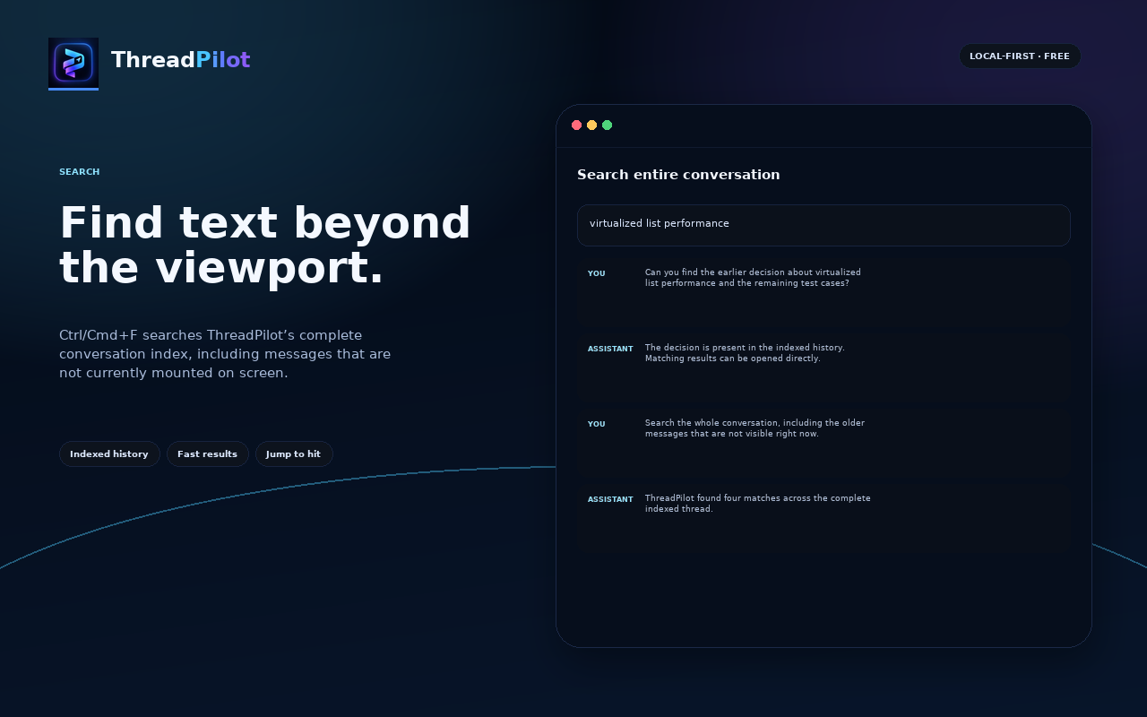 Ricerca ThreadPilot nell’intera conversazione ChatGPT